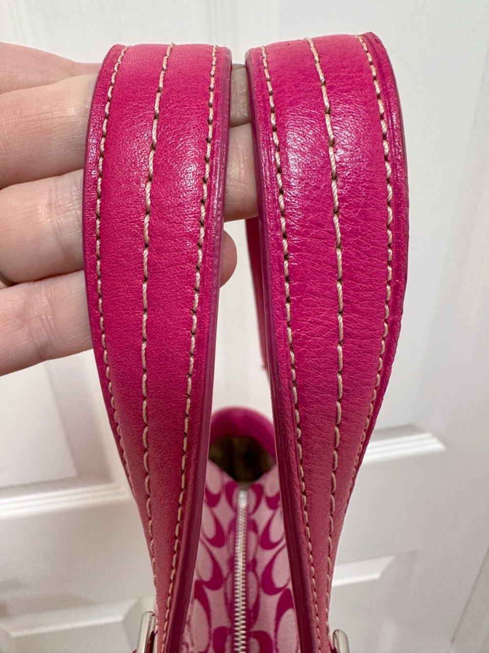 Coach Gallery Tote Signature Jacquard Pink Leather Trim Y2K - Picture 6 of 15